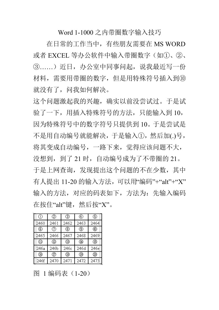 word使用教程：Word 11000之内带圈数字输入技巧.doc_第1页