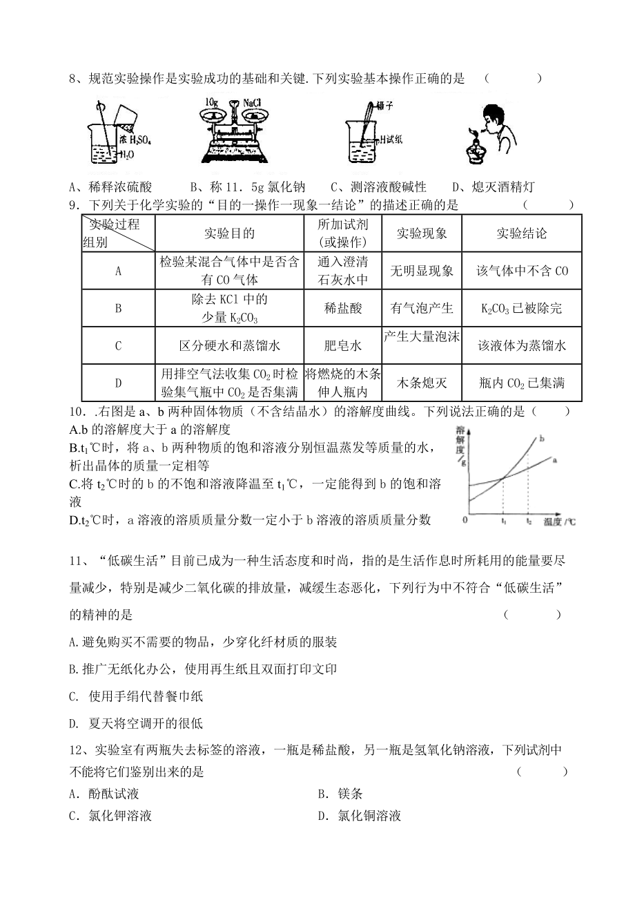 中考化学模拟试题.doc_第2页