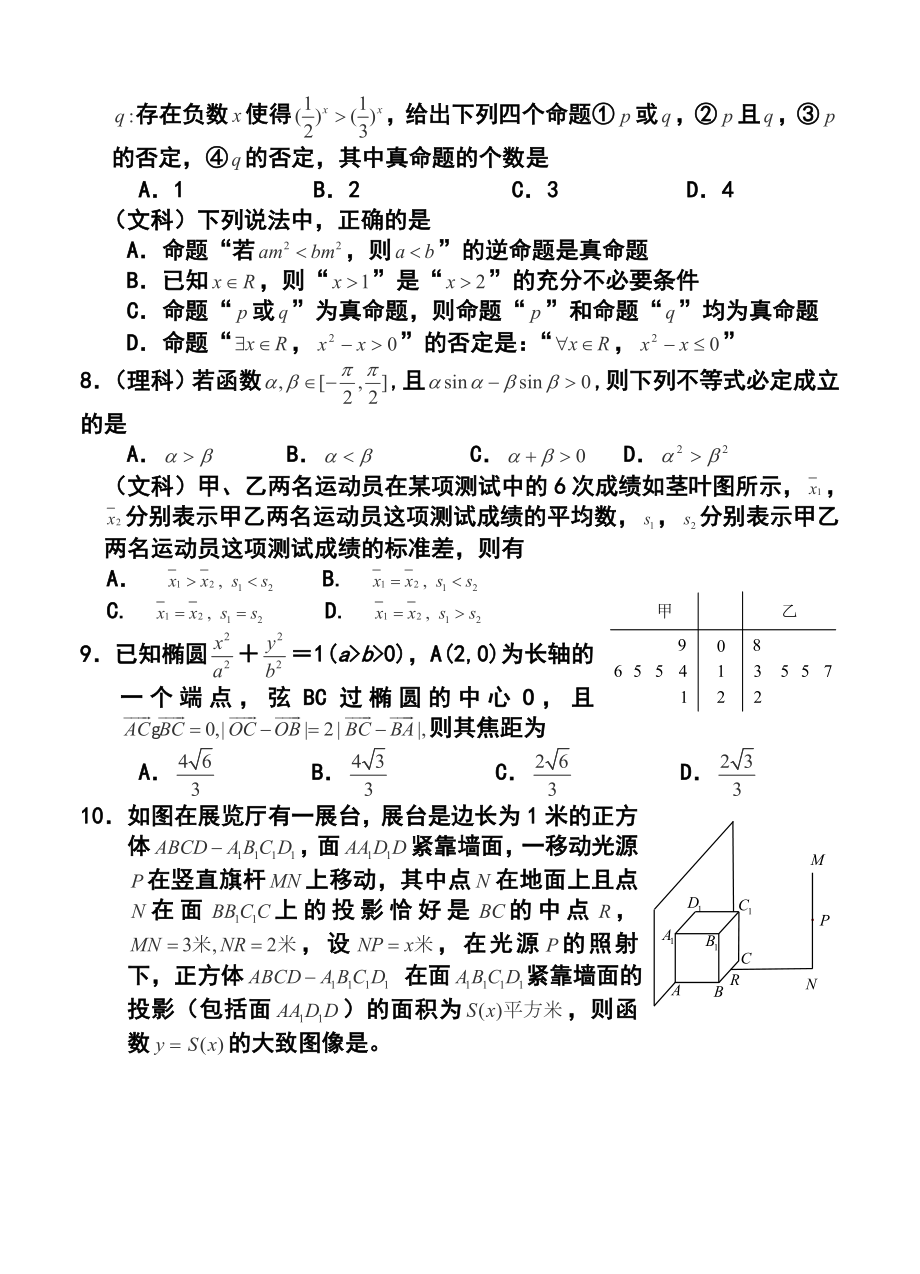 江西省南昌市名校高三第二轮复习测试（五）数学试题及答案.doc_第2页