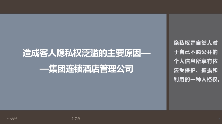 酒店管理培训--蕥浠咨询造成客人隐私权泛滥的主要原因——集团连锁酒店管理公司课件.pptx_第1页