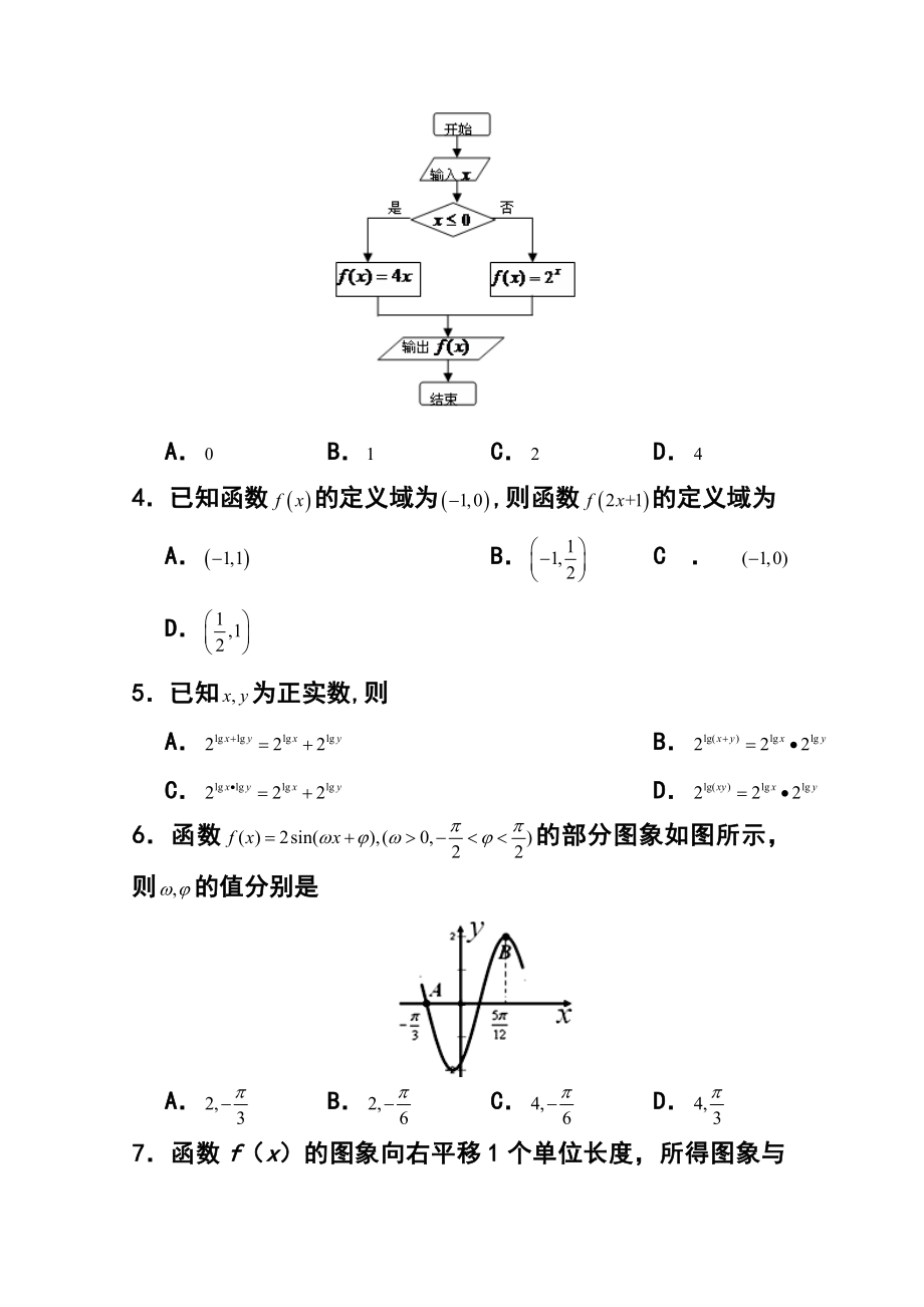 山东省滕州市滕州二中高三4月模拟考试文科数学试题及答案.doc_第2页