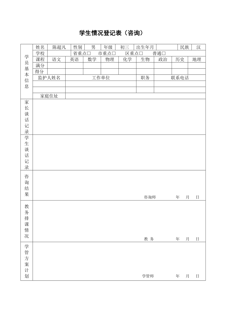 一对一个性化辅导方案模板最终表陈超凡.doc_第2页