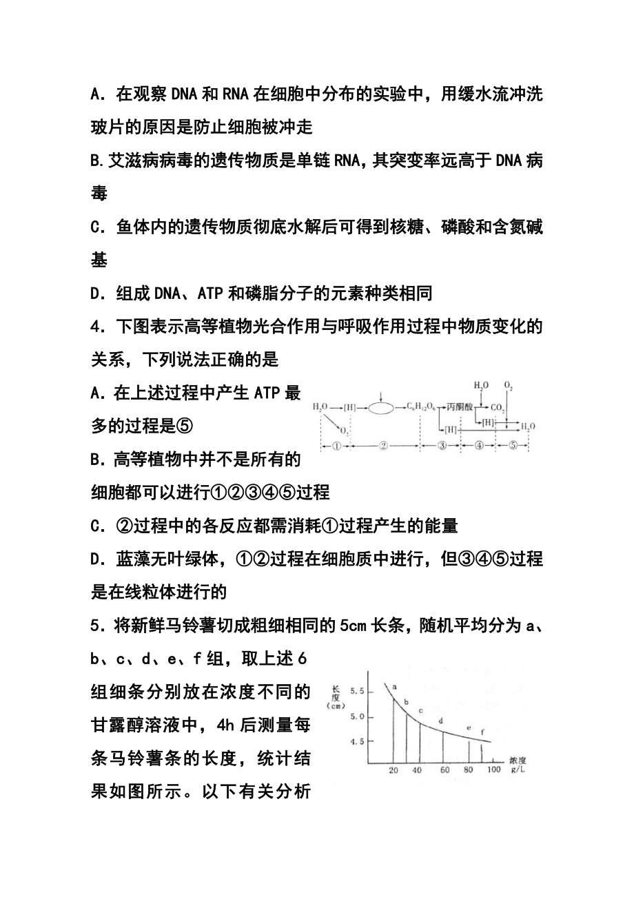 山东省潍坊第一中学高三12月月考生物试题及答案.doc_第2页