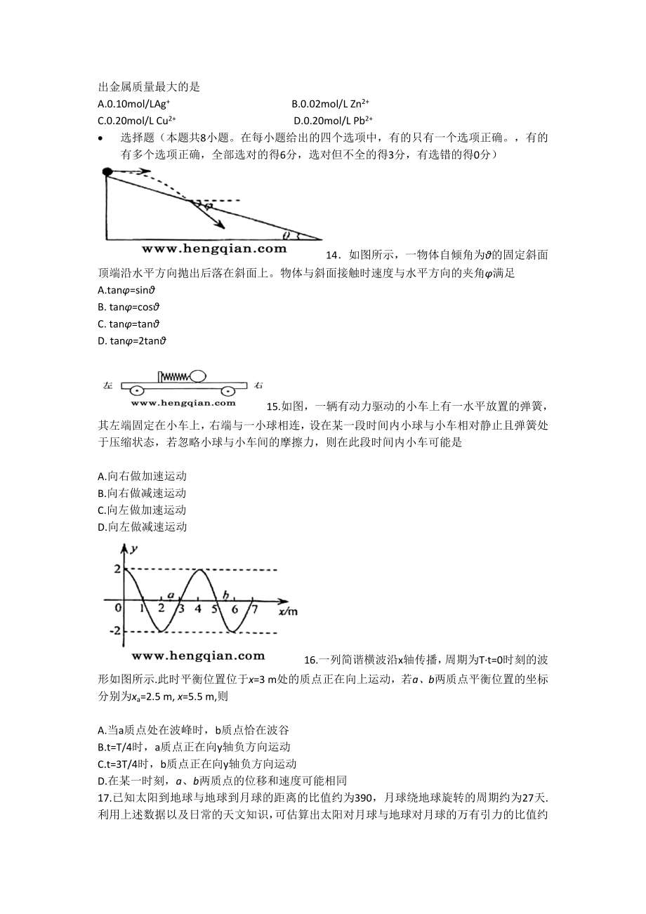 高考试题——理综(安徽卷).doc_第3页