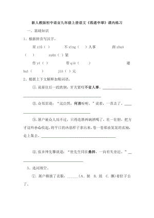 新人教版初中语言九级上册语文《范进中举》课内练习.doc