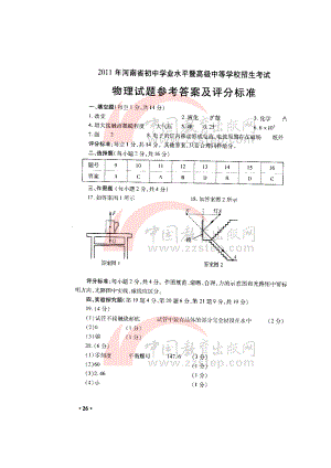 河南中考物理试题答案.doc