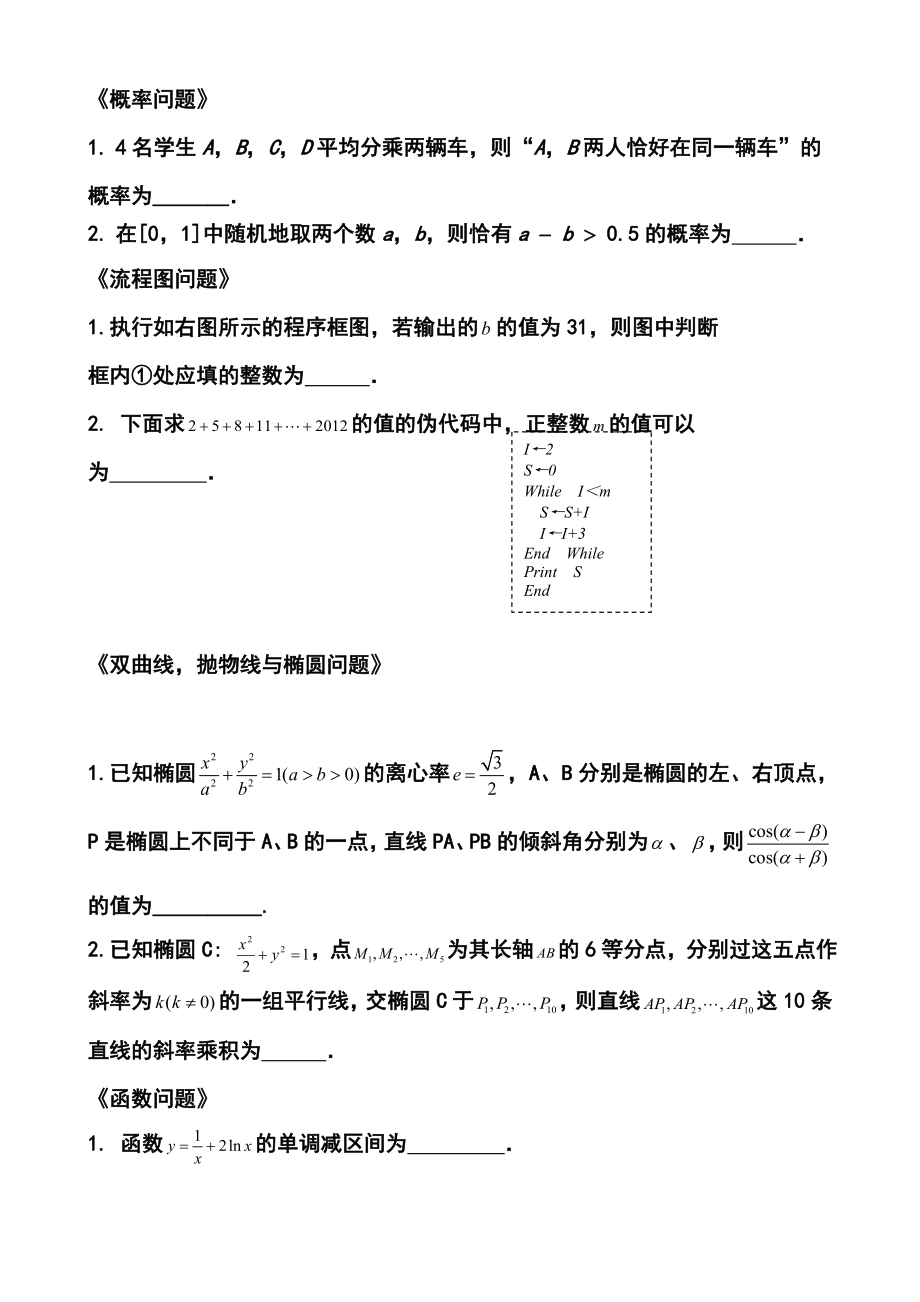 江苏省启东中学高三考前指导数学试题及答案.doc_第2页