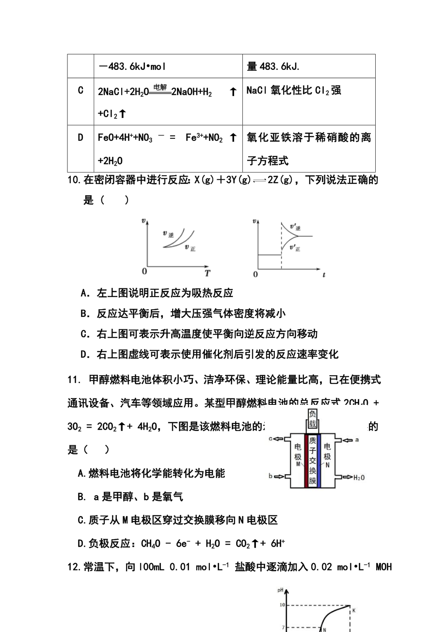 福州市高三5月综合练习化学试卷及答案.doc_第2页