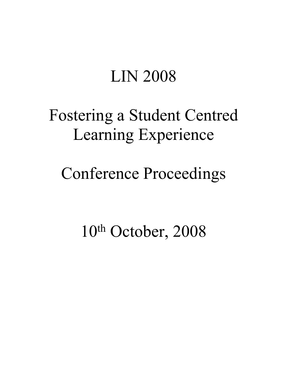 LINFostering a Student Centred Learning Experience Conference Proceedings.doc_第1页