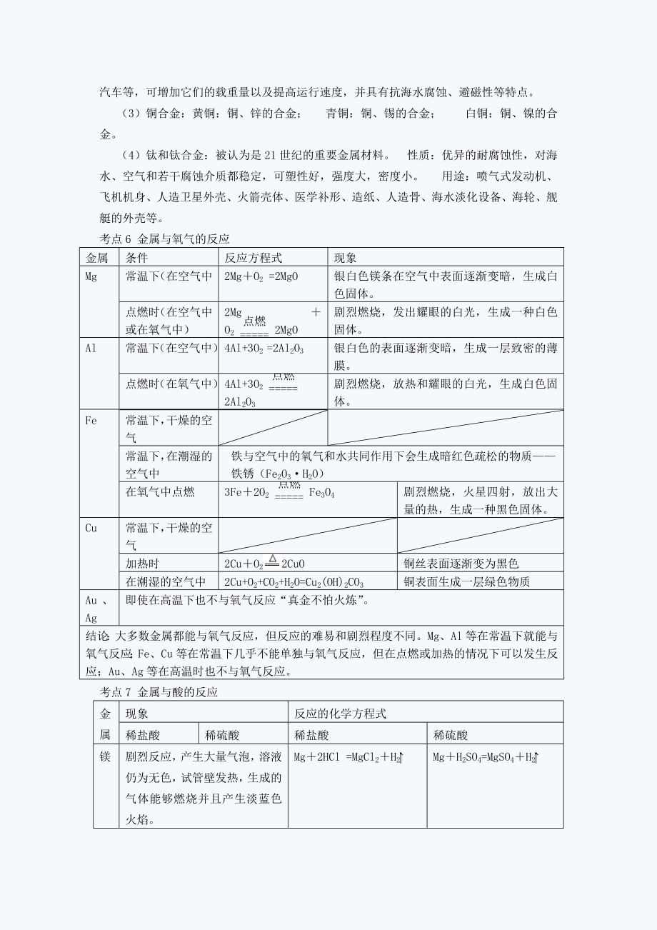 (人教版)中考化学考点：第八单元金属和金属材料.doc_第2页