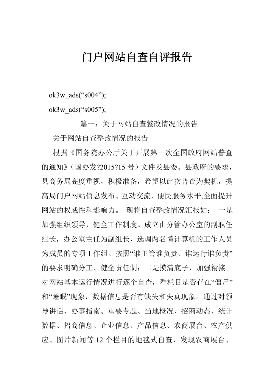 2094509929门户网站自查自评报告.doc_第1页