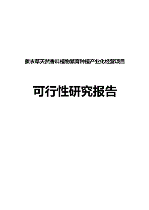 天然香料薰衣草植物繁育种植产业化经营项目可行性研究报告07377.doc