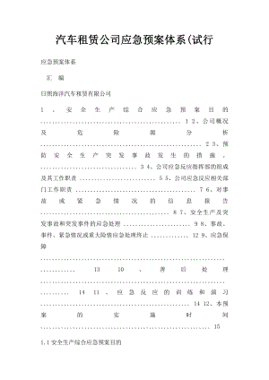 汽车租赁公司应急预案体系(试行.docx