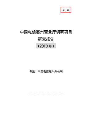 中国电信惠州营业厅调研项目研究报告.doc