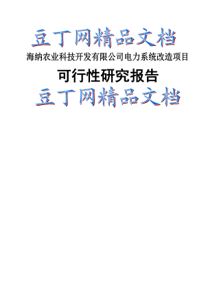 X食品有限公司电力系统改造项目可行性研究报告完整版.doc