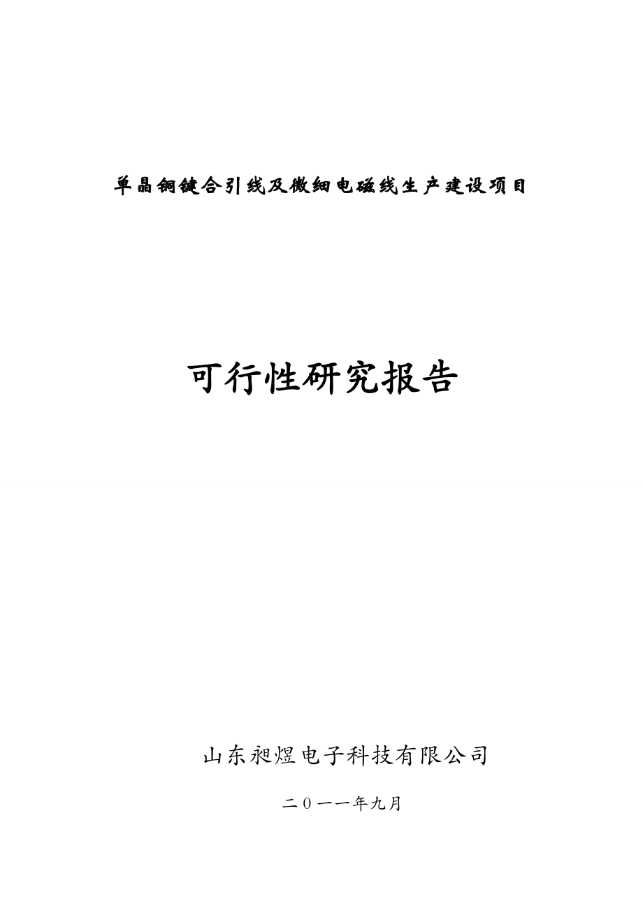 单晶铜键合引线及微细电磁线生产建设项目可行性研究报告.doc_第1页