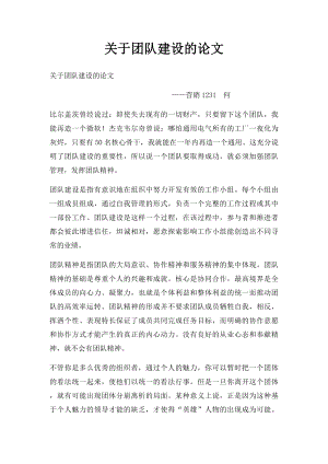 关于团队建设的论文.docx