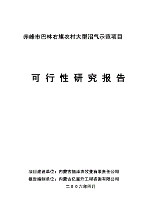 农村大型沼气示范项目可行性研究报告.doc