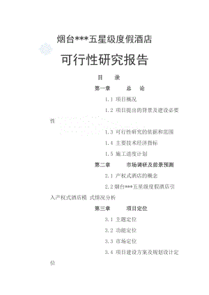 五星度假酒店可行性研究报告.doc