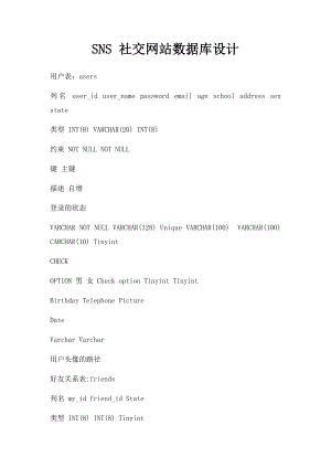 SNS 社交网站数据库设计.docx