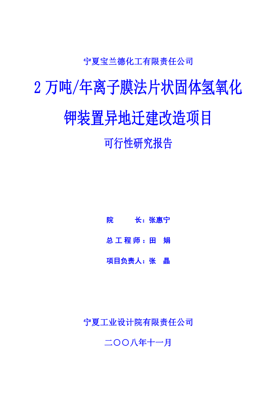 2万吨离子膜法片状固体氢氧化钾装置异地迁建改造项目可行性研究报告（优秀可研报告）.doc_第2页