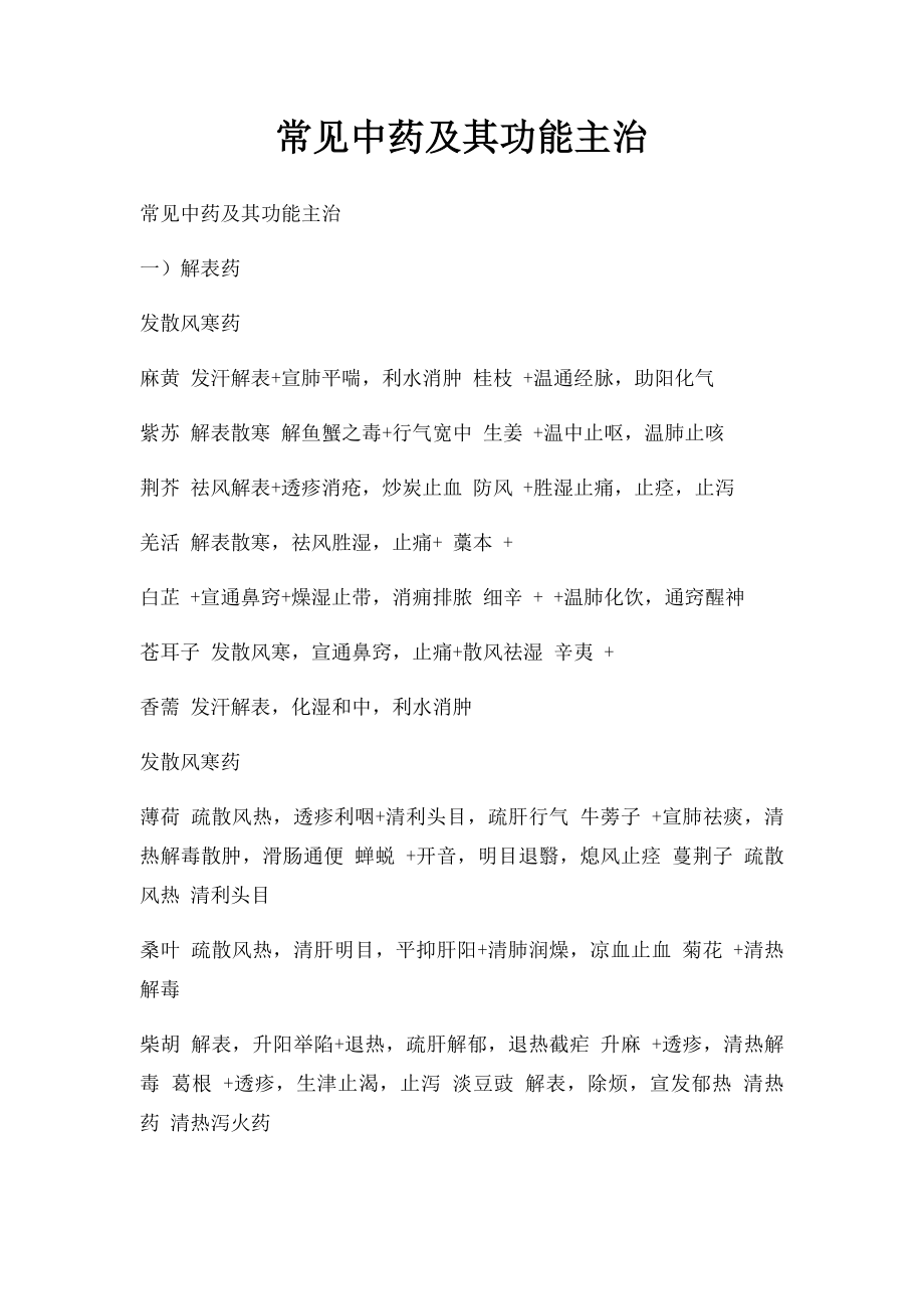 常见中药及其功能主治.docx_第1页