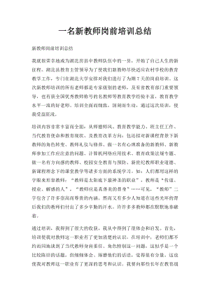 一名新教师岗前培训总结.docx