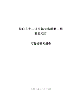 某县十二道沟镇节水灌溉工程建设项目可行性研究报告.doc