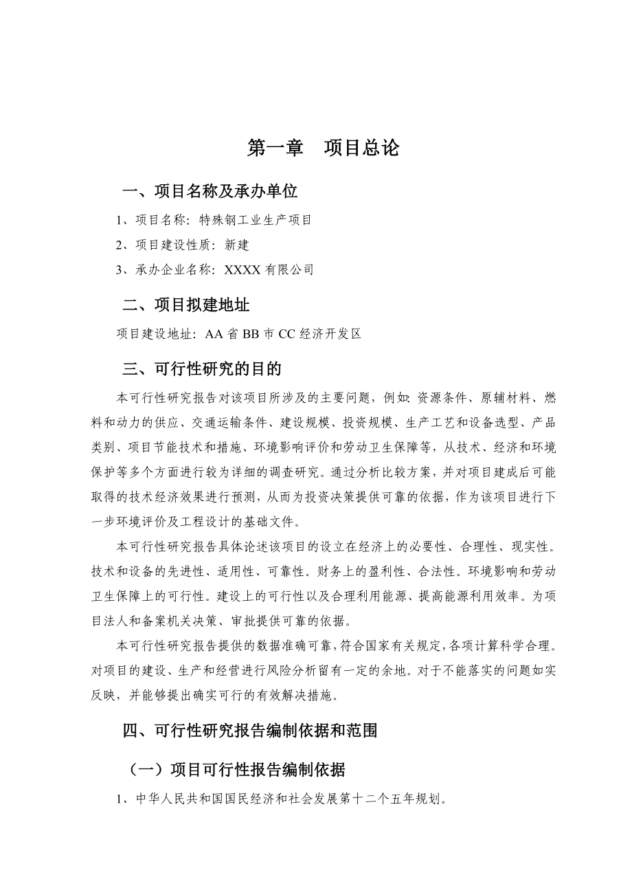 XX特殊钢工业项目可行性研究报告.doc_第2页