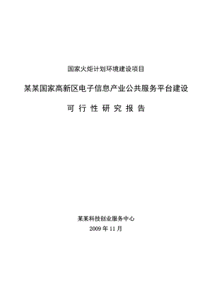 国家高新区电子信息产业公共服务平台建设可行性研究报告21242.doc