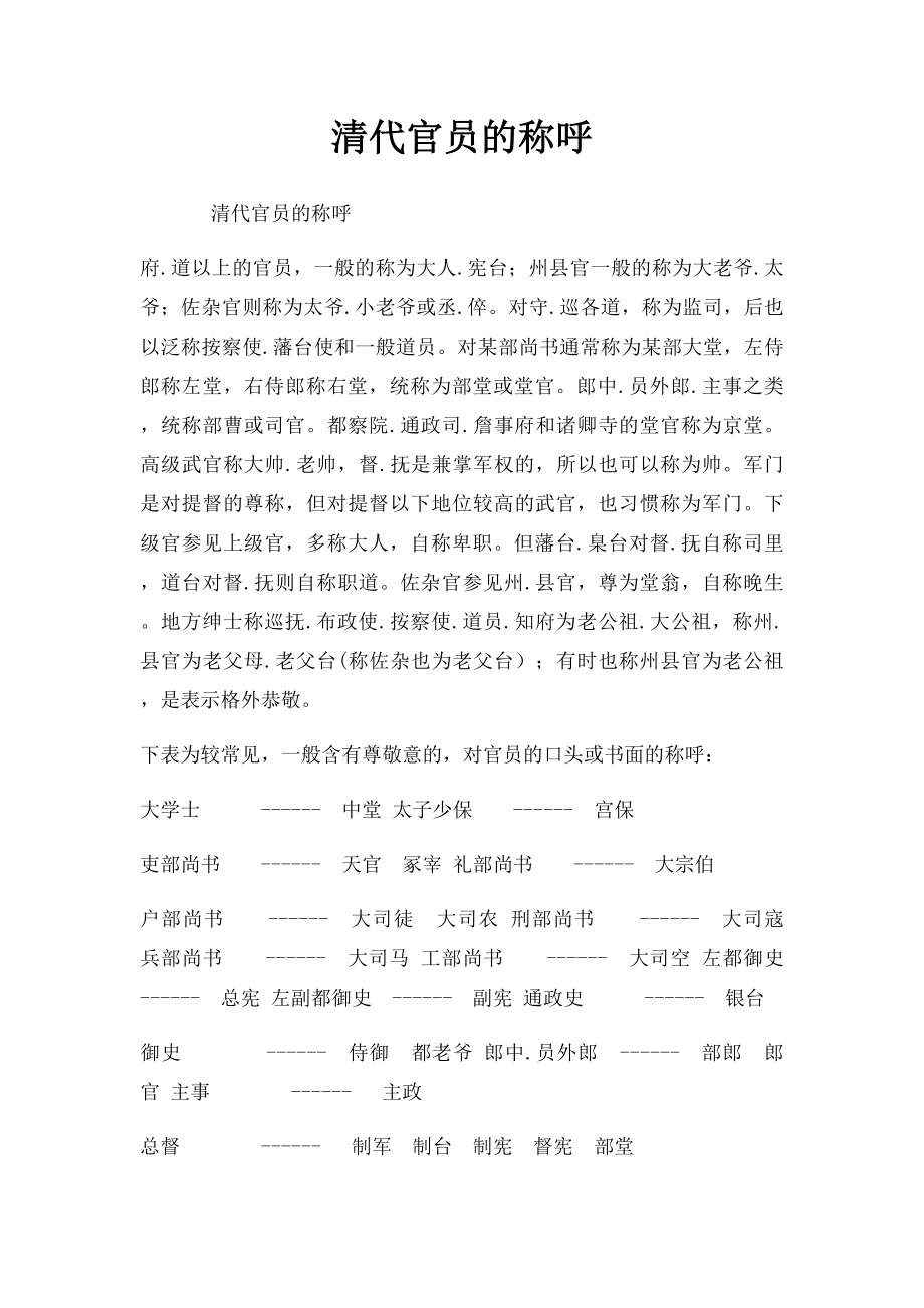 清代官员的称呼.docx_第1页