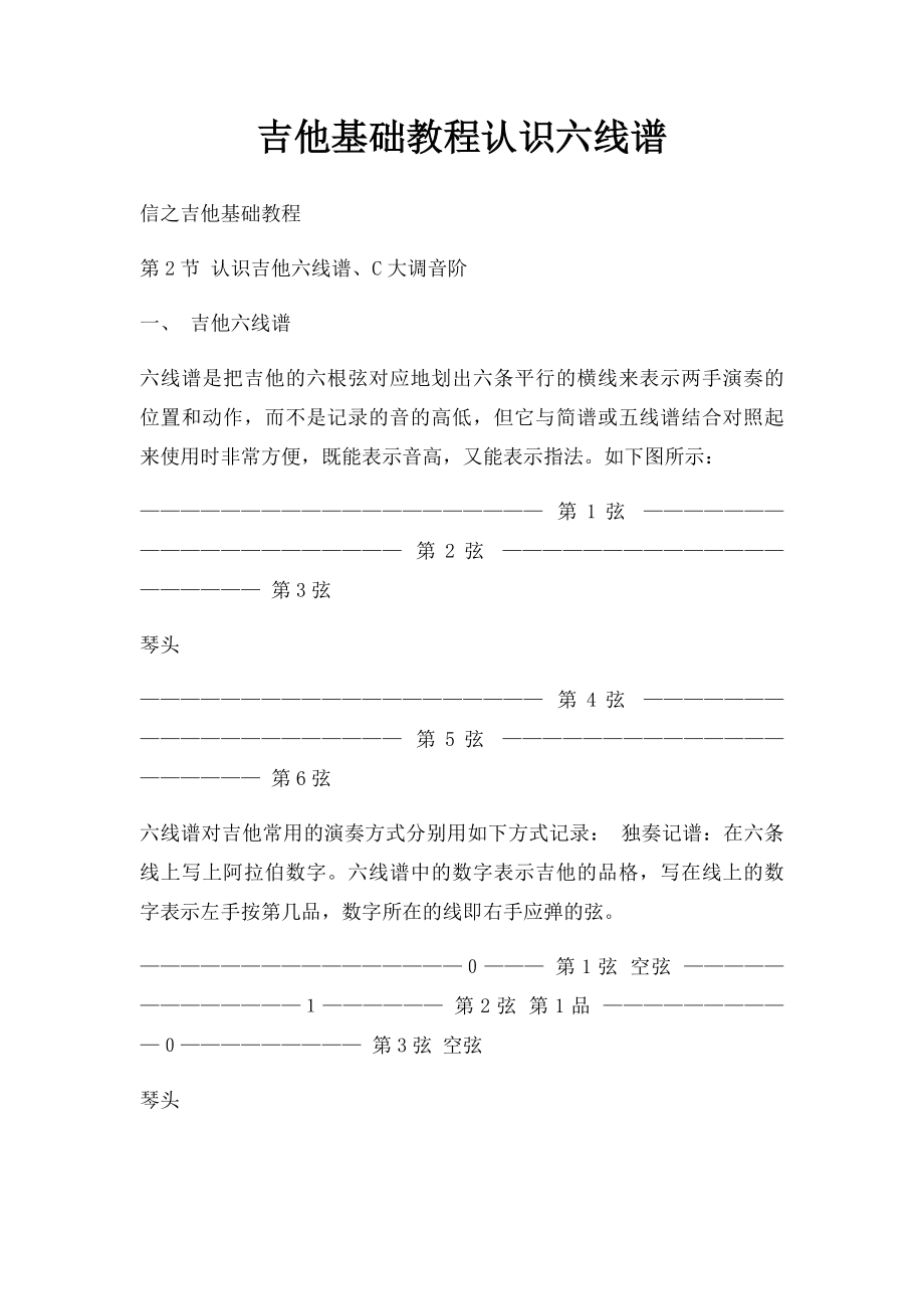 吉他基础教程认识六线谱.docx_第1页