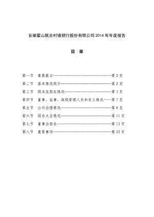 安徽霍山联合村镇银行股份有限公司报告.doc