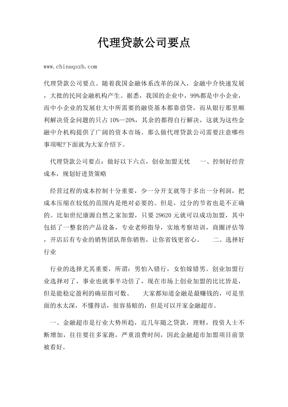 代理贷款公司要点.docx_第1页