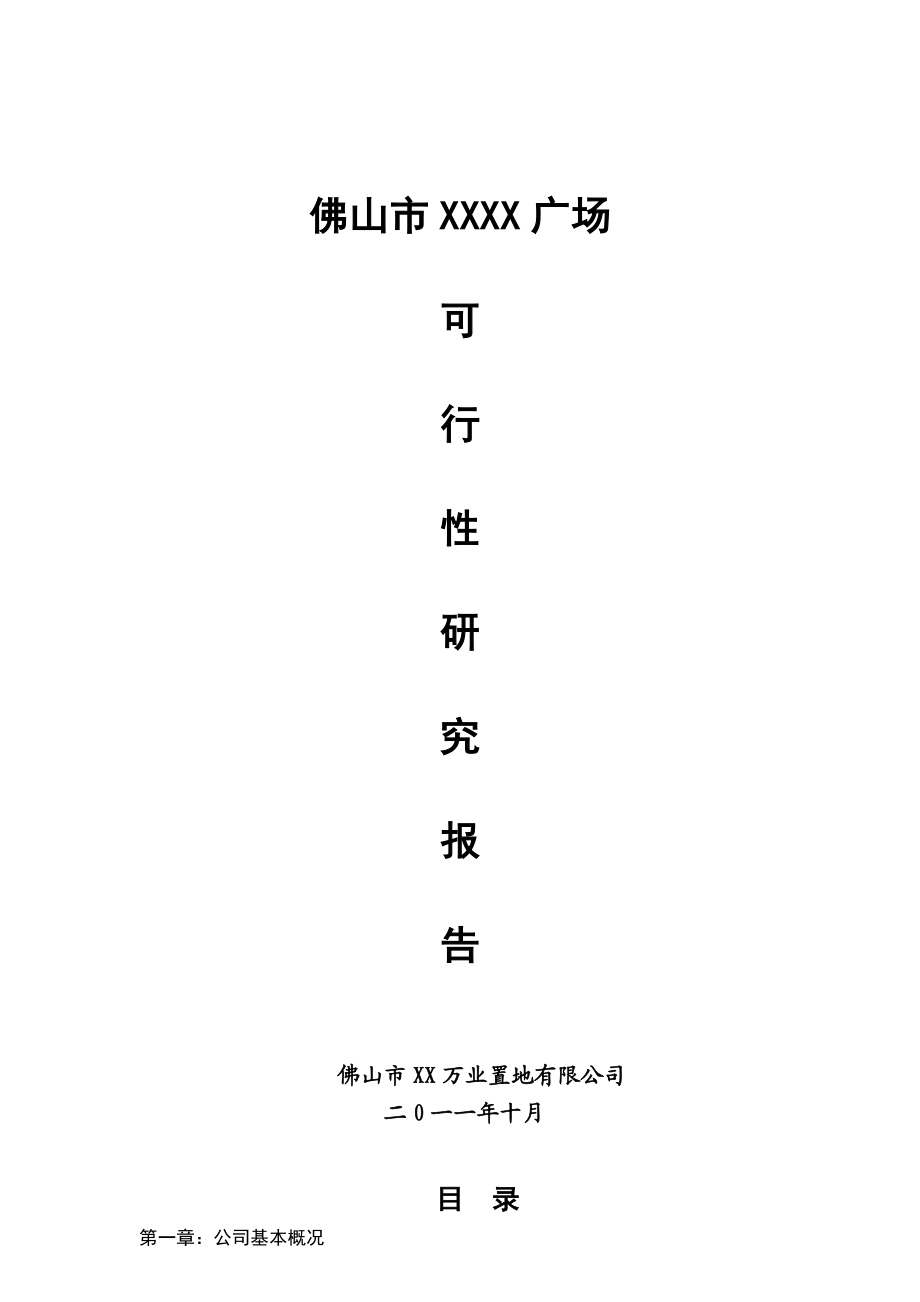 XX广场建设项目可行性研究报告.doc_第1页