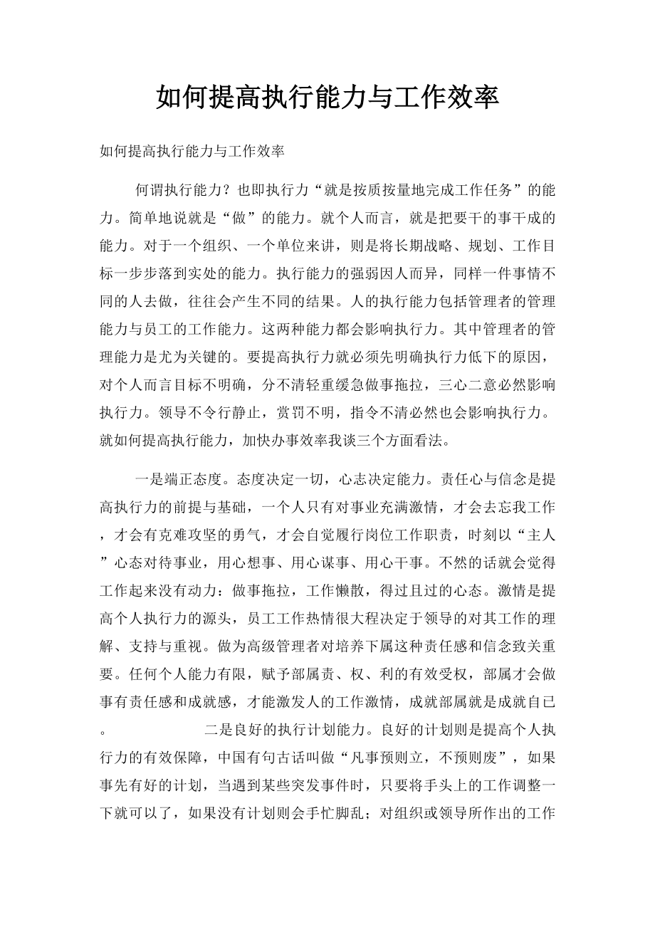 如何提高执行能力与工作效率.docx_第1页