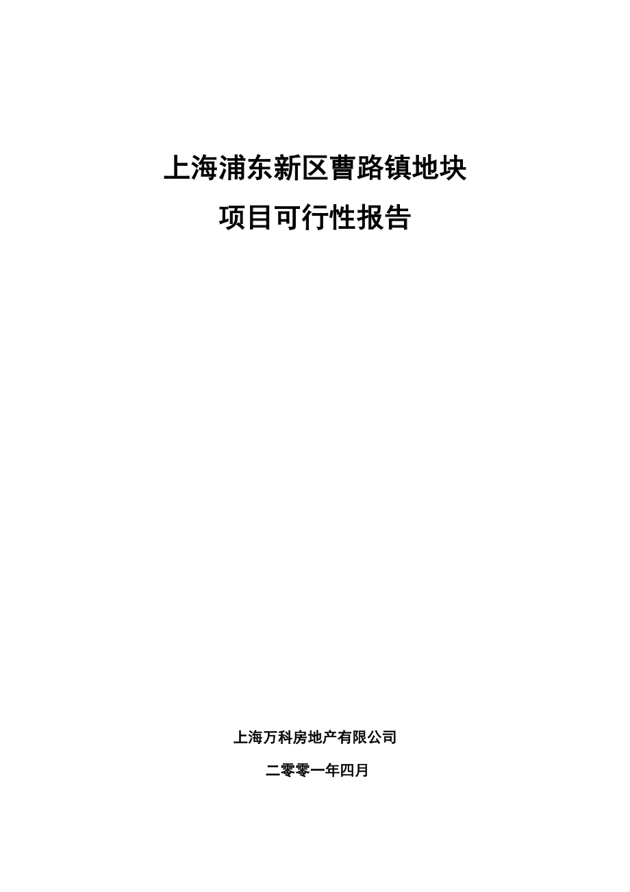 上海浦东新区曹路镇地块项目可行性研究报告29906.doc_第1页