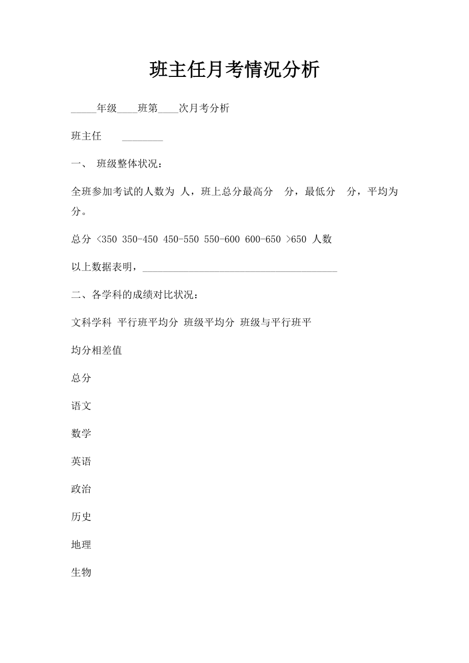 班主任月考情况分析.docx_第1页