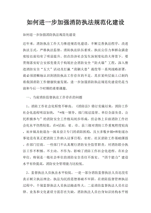 如何进一步加强消防执法规范化建设.docx