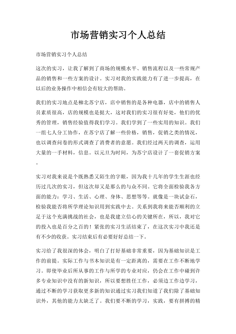 市场营销实习个人总结.docx_第1页