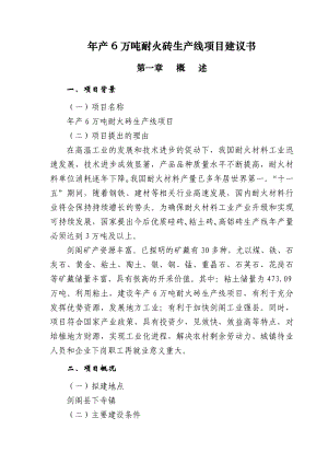 产6万吨耐火砖生产线项目建议书及环境影响报告书.doc