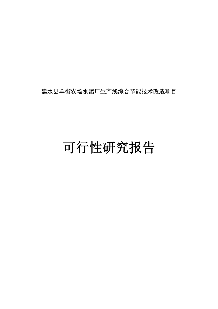 建水县羊街农场水泥厂生产线综合节能技术改造项目可行性研究报告.doc_第1页