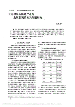 云南省生物医药产业的发展状况及相关问题研究.doc