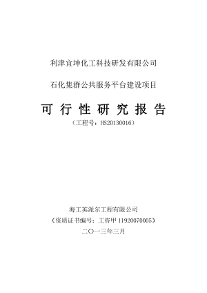 石化集群公共服务平台建设项目可行性研究报告1.doc