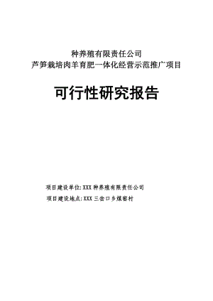 芦笋栽培及肉羊一体经营示范推广项目可行性研究报告代项目建议书.doc