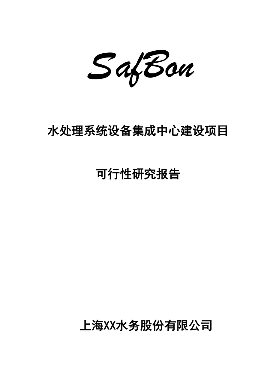 SafBon水处理系统设备集成中心建设项目可行性研究报告.doc_第1页