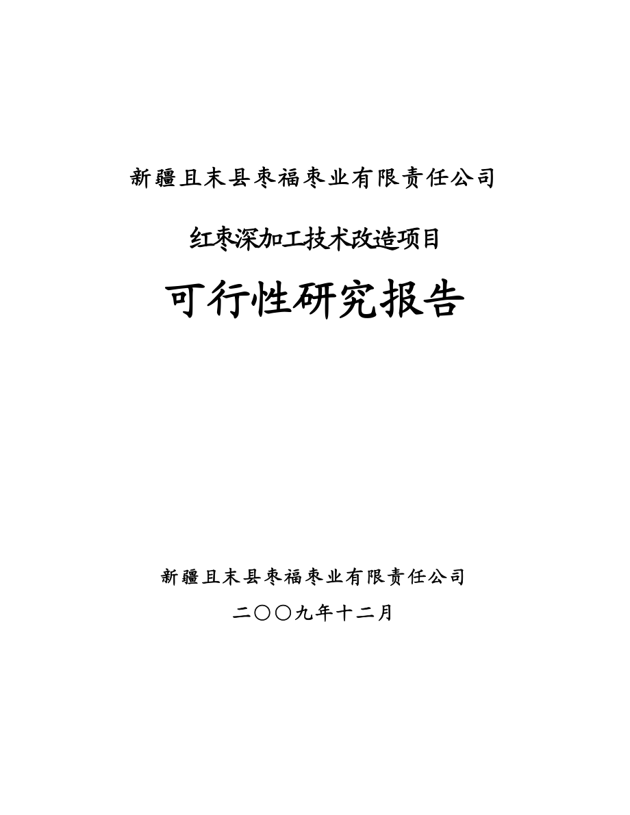 红枣深加工技术改造项目可行性研究报告.doc_第1页