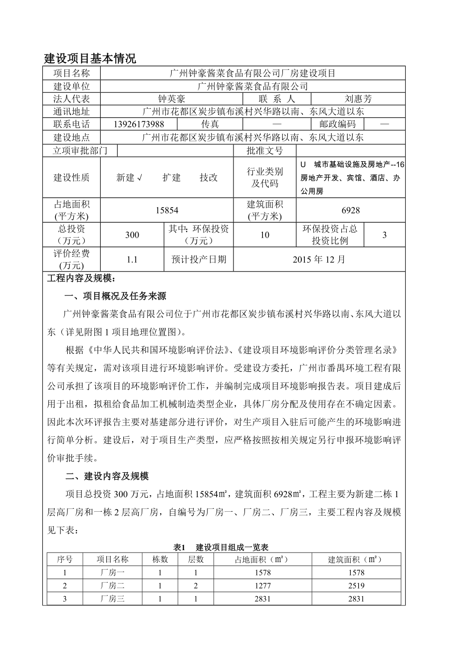 广州钟豪酱菜食品有限公司厂房建设项目建设项目环境影响报告表.doc_第3页