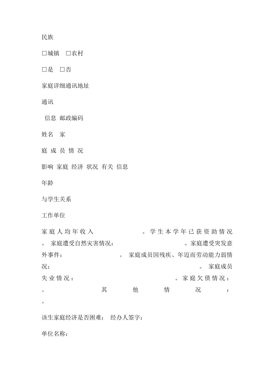 河南省高校学生及家庭情况调查表.docx_第2页