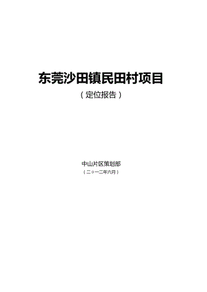 东莞沙田镇民田村项目定位报告.doc